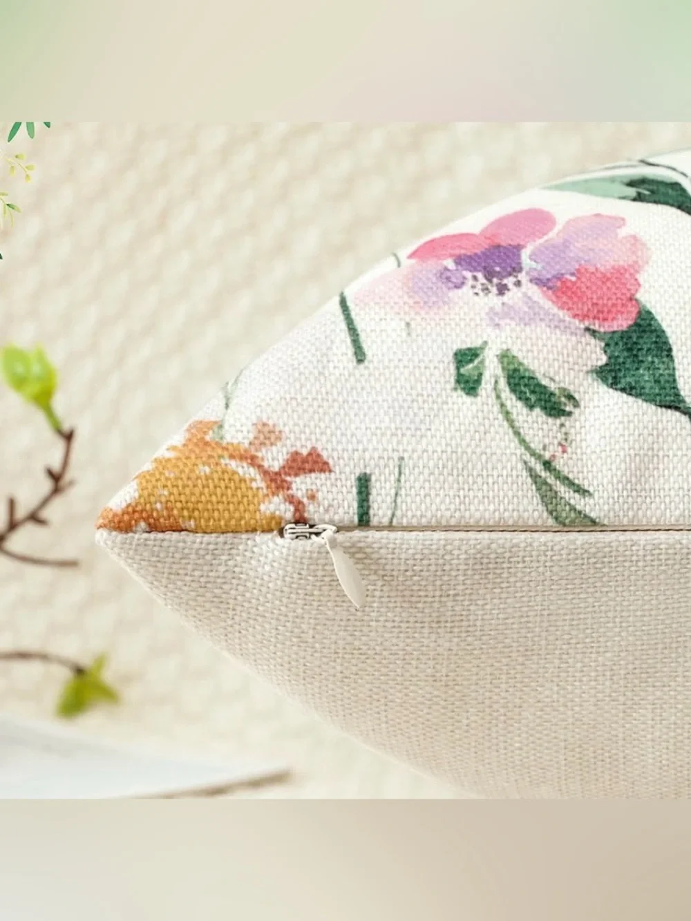 Spring Summer Floral Throw Pillow Covers 18x18” Set of 2